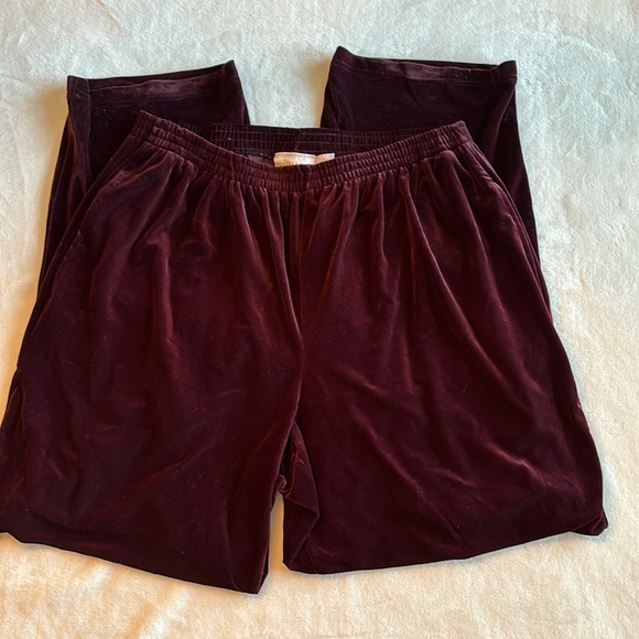 ELISABETH by Liz Claiborne Velour Lounge Pants 2X Purple Soft Pockets - Picture 4 of 9